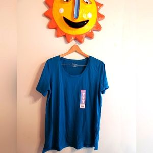 Eddie Bauer teal blue side slit hem t-shirt